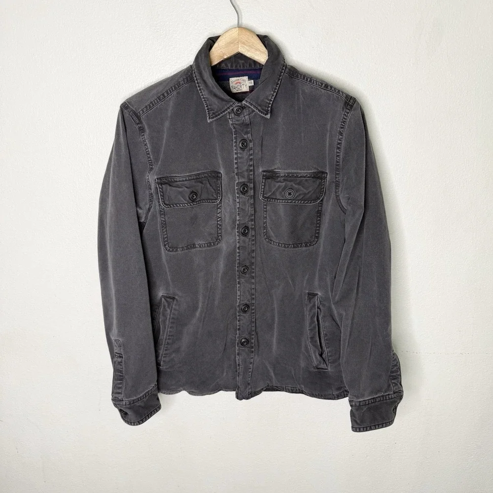 Faherty Stretch Gray Blanket Lined CPO Shirt Jacket Workwear Men's Small